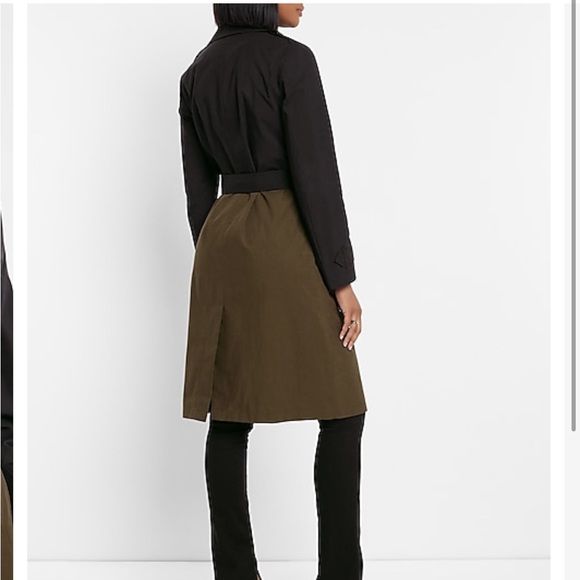 NWT Express Color Block Nylon Belted Trench Coat - Picture 9 of 11